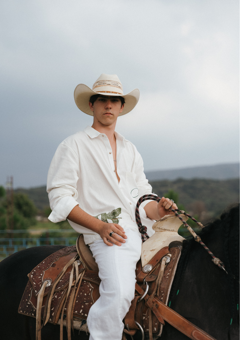 Camisa Quetzalcóatl de manta de lino, color crudo | Arsentum