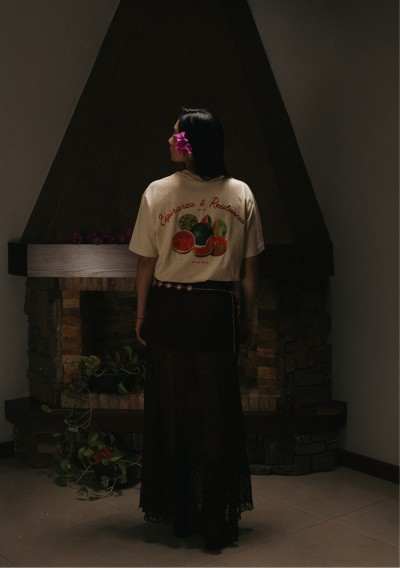 Playera Frida Kahlo Viva la Vida de manga corta, marfil | Arsentum