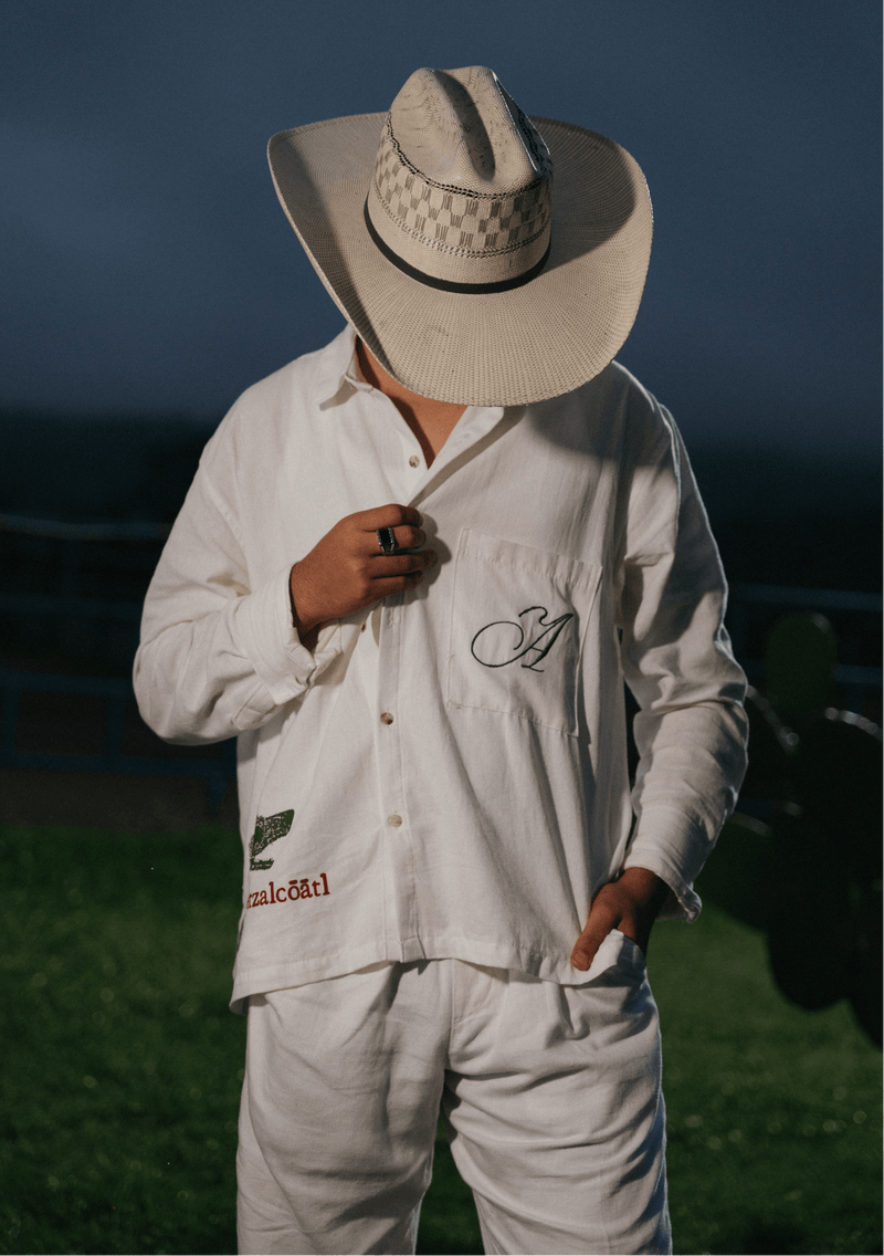 Camisa Quetzalcóatl de manta de lino, color crudo | Arsentum