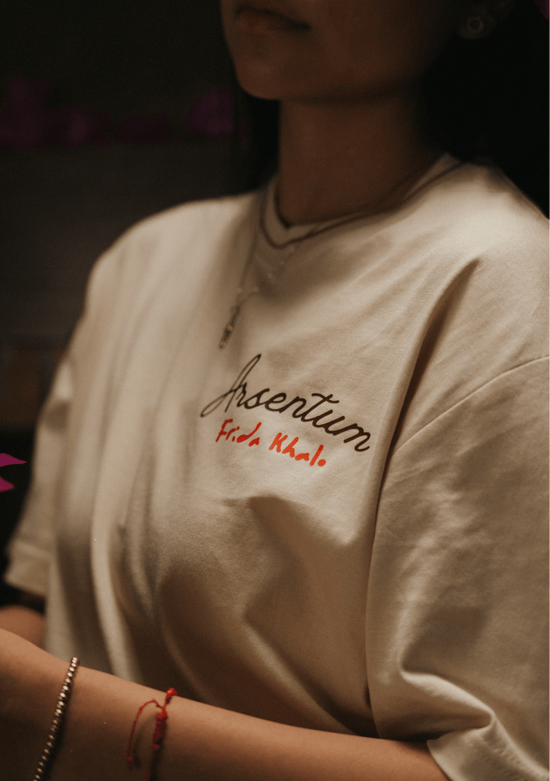 Playera Frida Kahlo Viva la Vida de manga corta, marfil | Arsentum