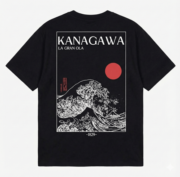 PLAYERA GRAN OLA NEGRO