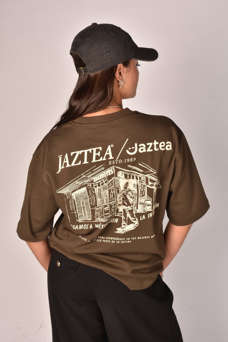 Playera jaztea llegamos con la intención (Verde olivo obscuro)
